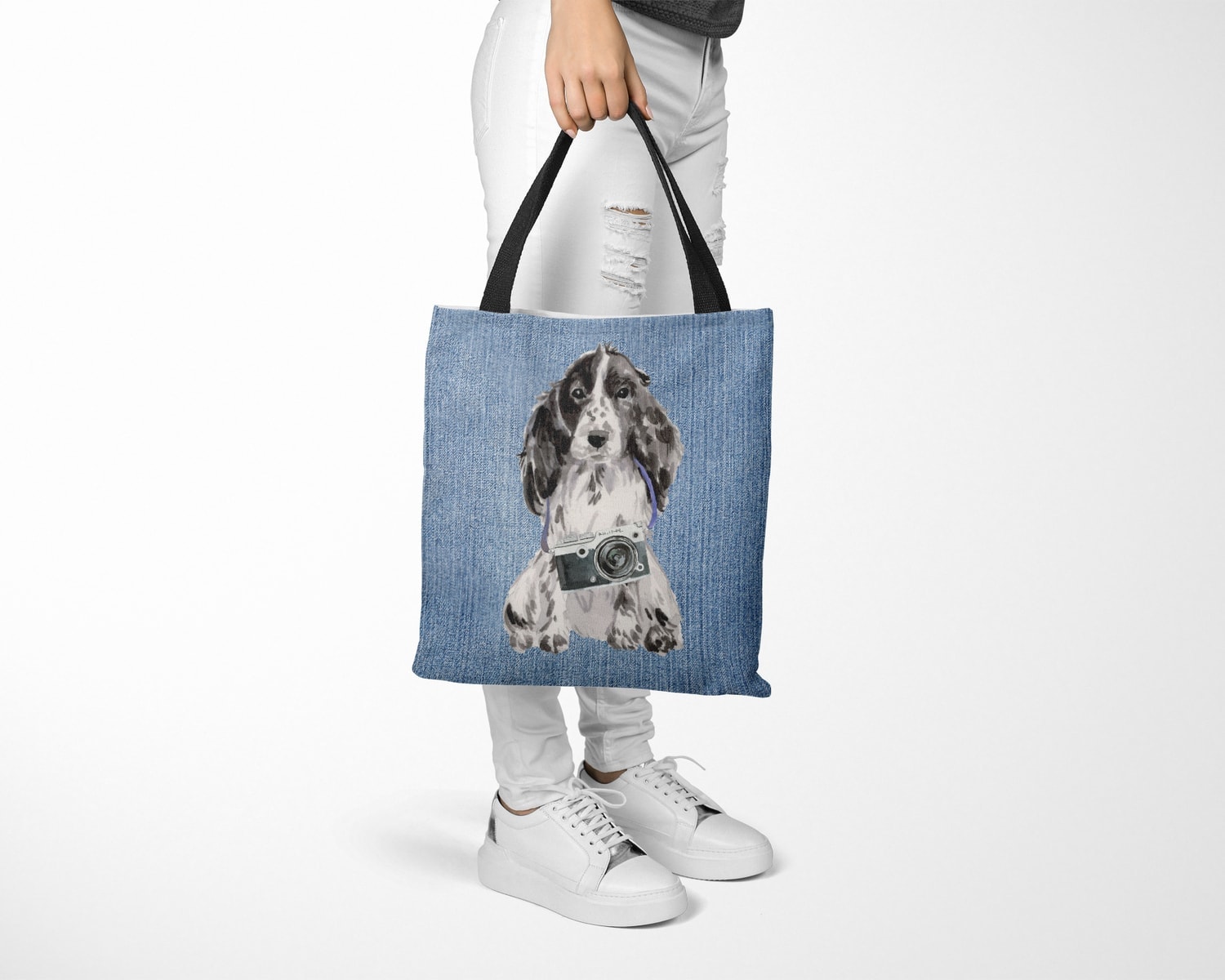 Cocker Spaniel Dog Denim Style Tote Bag 15 Cocker Spaniel Dog Denim Style Tote Bag - Image 13