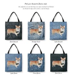 denim dogs tote corgi variations