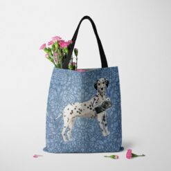 Dalmatian Dog Denim Style Tote Bag 35 denim dogs tote dalmatian bleached damask denim tote standing carnations