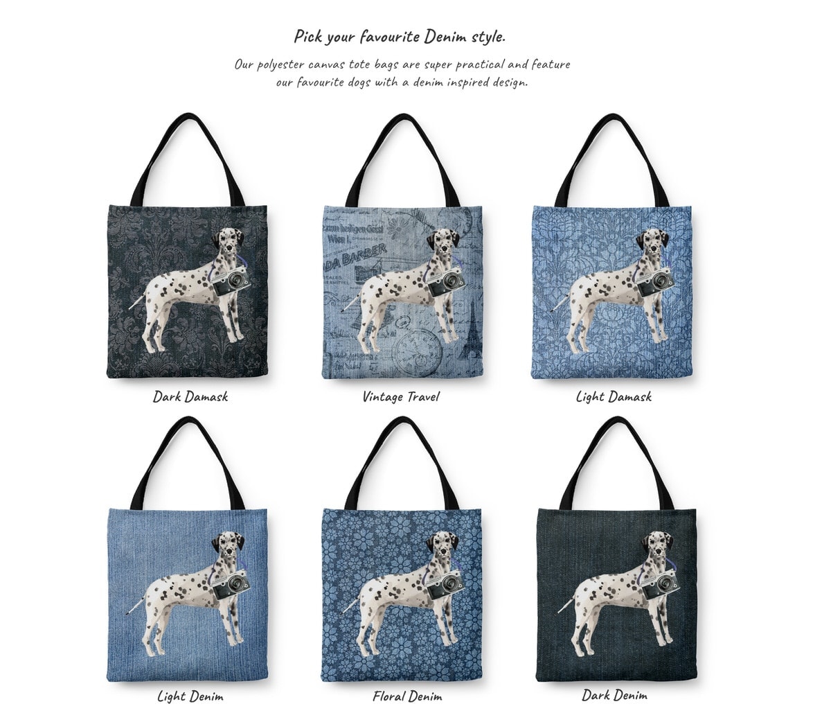 Dalmatian Dog Denim Style Tote Bag 4 Dalmatian Dog Denim Style Tote Bag - Image 2