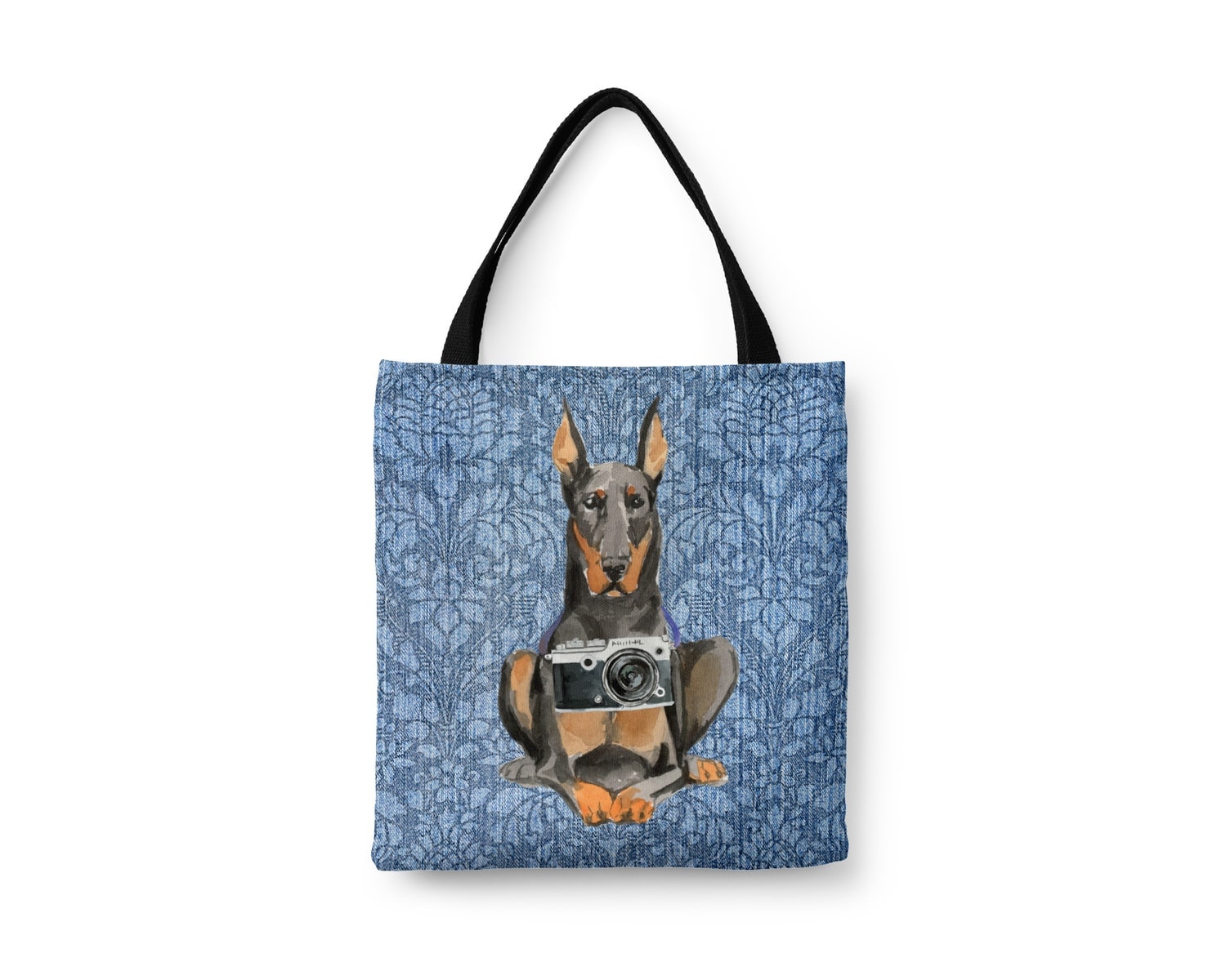 Doberman Dog Denim Style Tote Bag 6 Doberman Dog Denim Style Tote Bag - Image 4