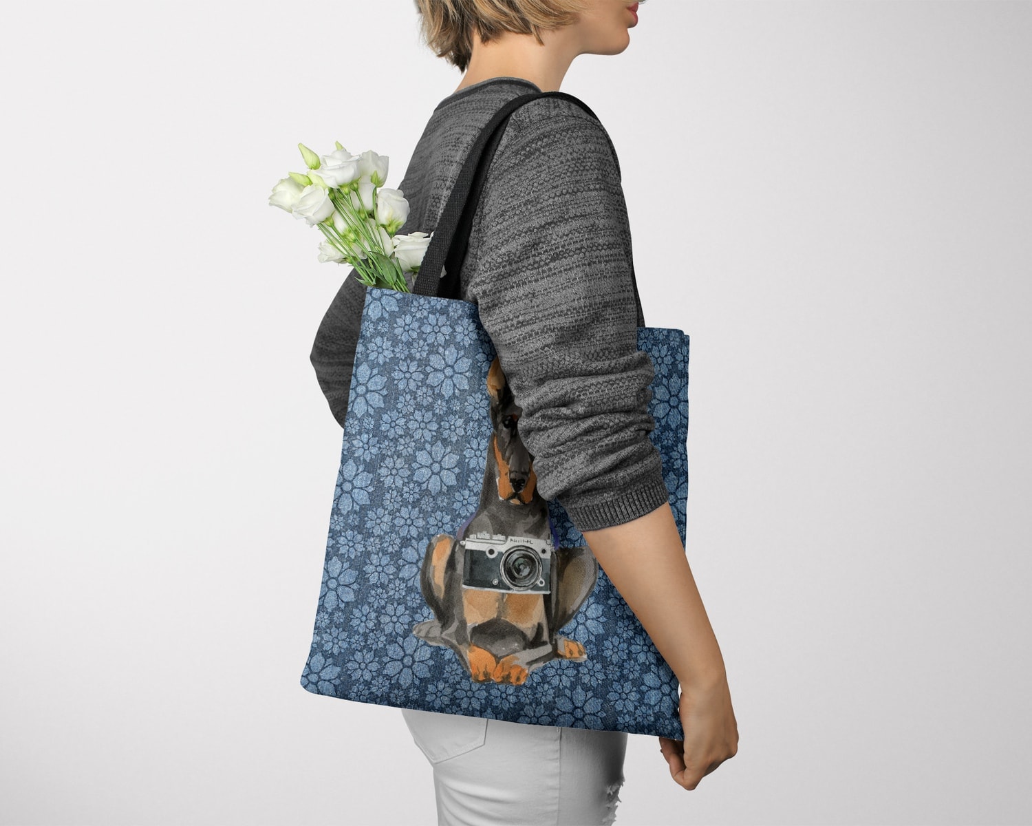 Doberman Dog Denim Style Tote Bag 11 Doberman Dog Denim Style Tote Bag - Image 9
