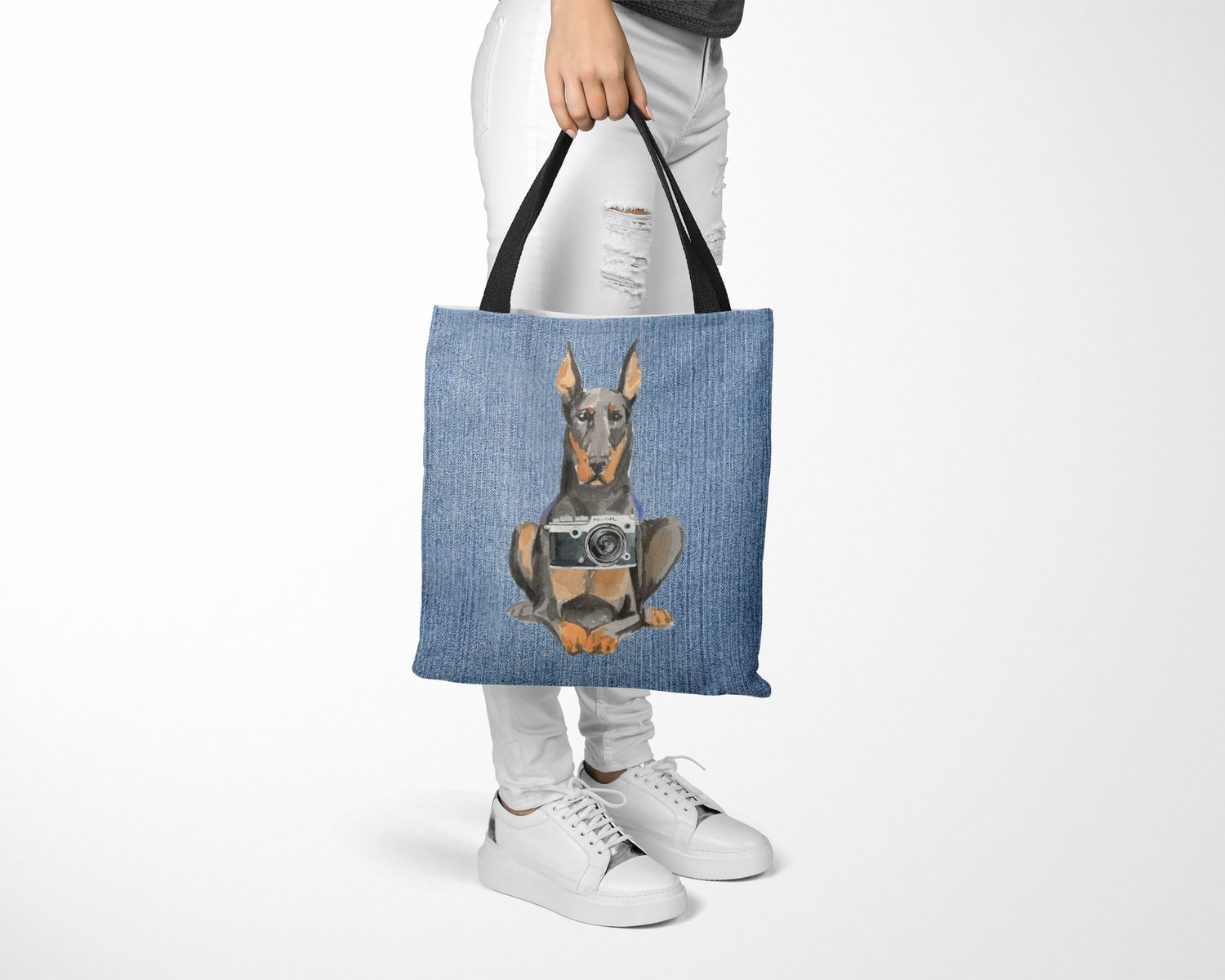 Doberman Dog Denim Style Tote Bag 15 Doberman Dog Denim Style Tote Bag - Image 13