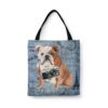 English Bulldog Dog Denim Style Tote Bag 1 denim dogs tote english bulldog faded ephemera denim front view white