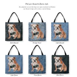 English Bulldog Dog Denim Style Tote Bag 29 denim dogs tote english bulldog variations