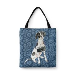 denim dogs tote english pointer daisy denim front view white