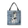 denim dogs tote english pointer faded ephemera denim front view white