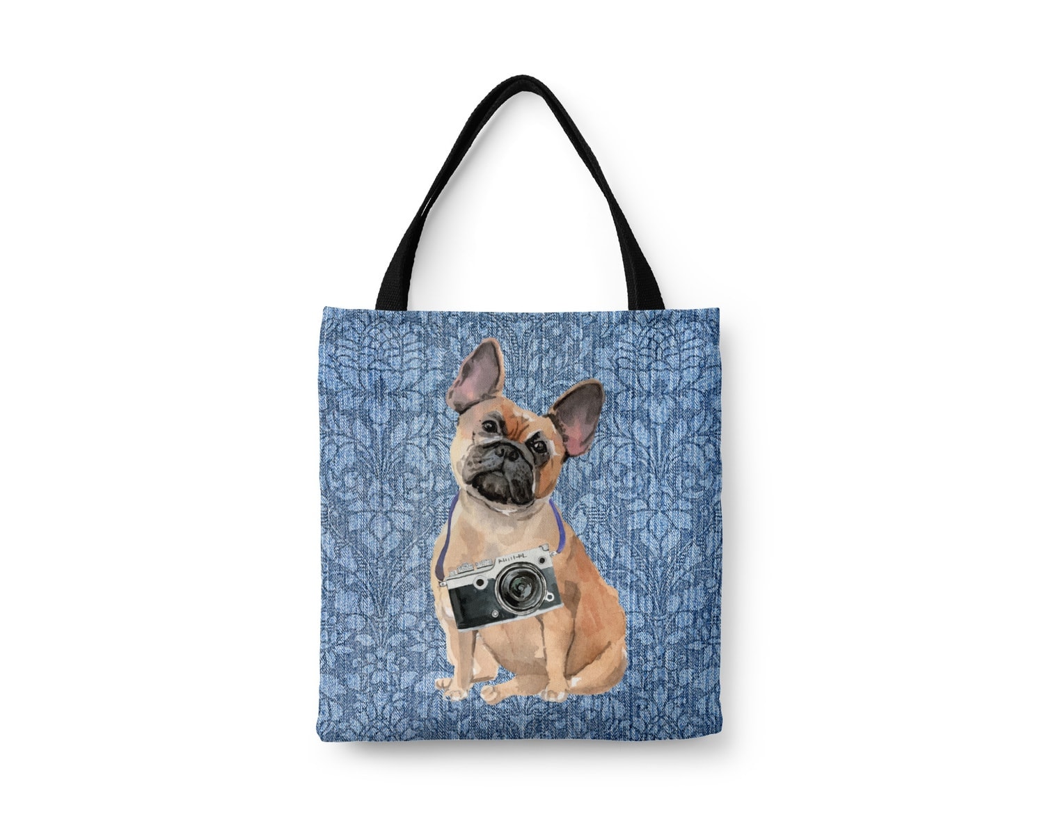 French Bulldog Dog Denim Style Tote Bag 6 French Bulldog Dog Denim Style Tote Bag - Image 4