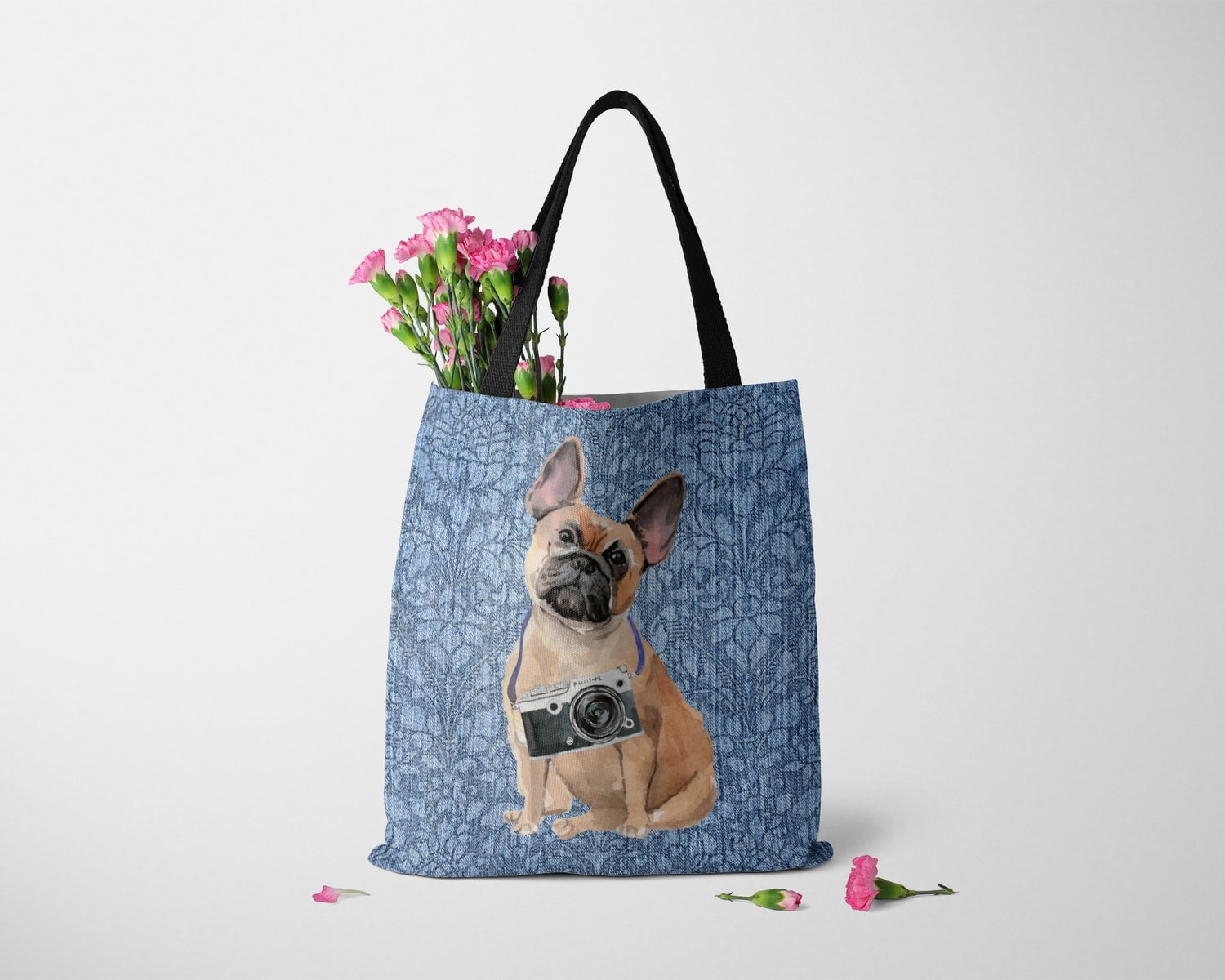 French Bulldog Dog Denim Style Tote Bag 10 French Bulldog Dog Denim Style Tote Bag - Image 8