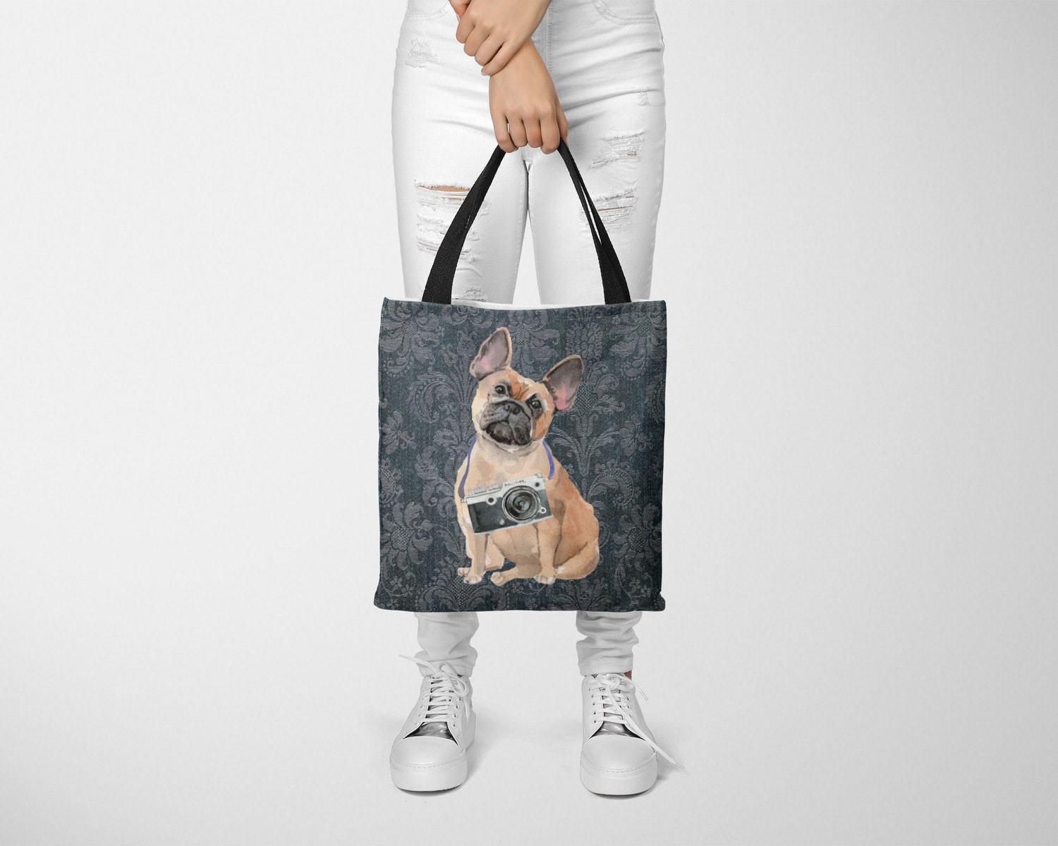 French Bulldog Dog Denim Style Tote Bag 12 French Bulldog Dog Denim Style Tote Bag - Image 10
