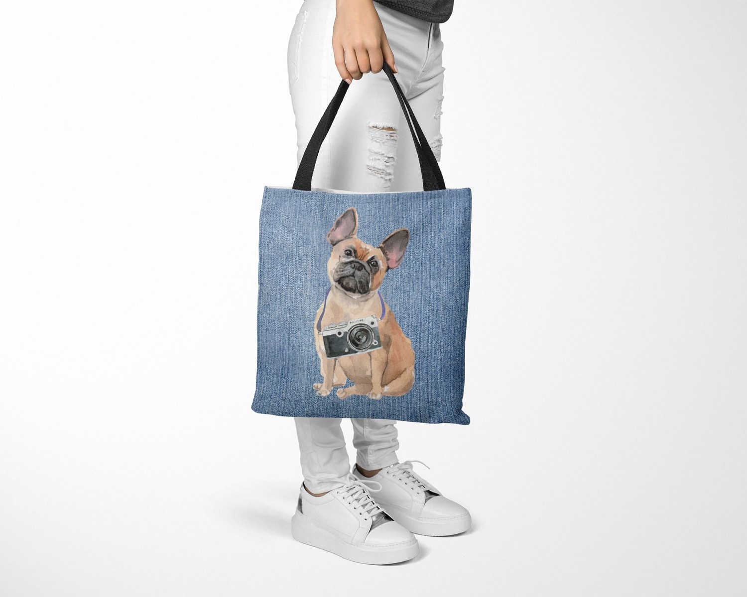 French Bulldog Dog Denim Style Tote Bag 15 French Bulldog Dog Denim Style Tote Bag - Image 13