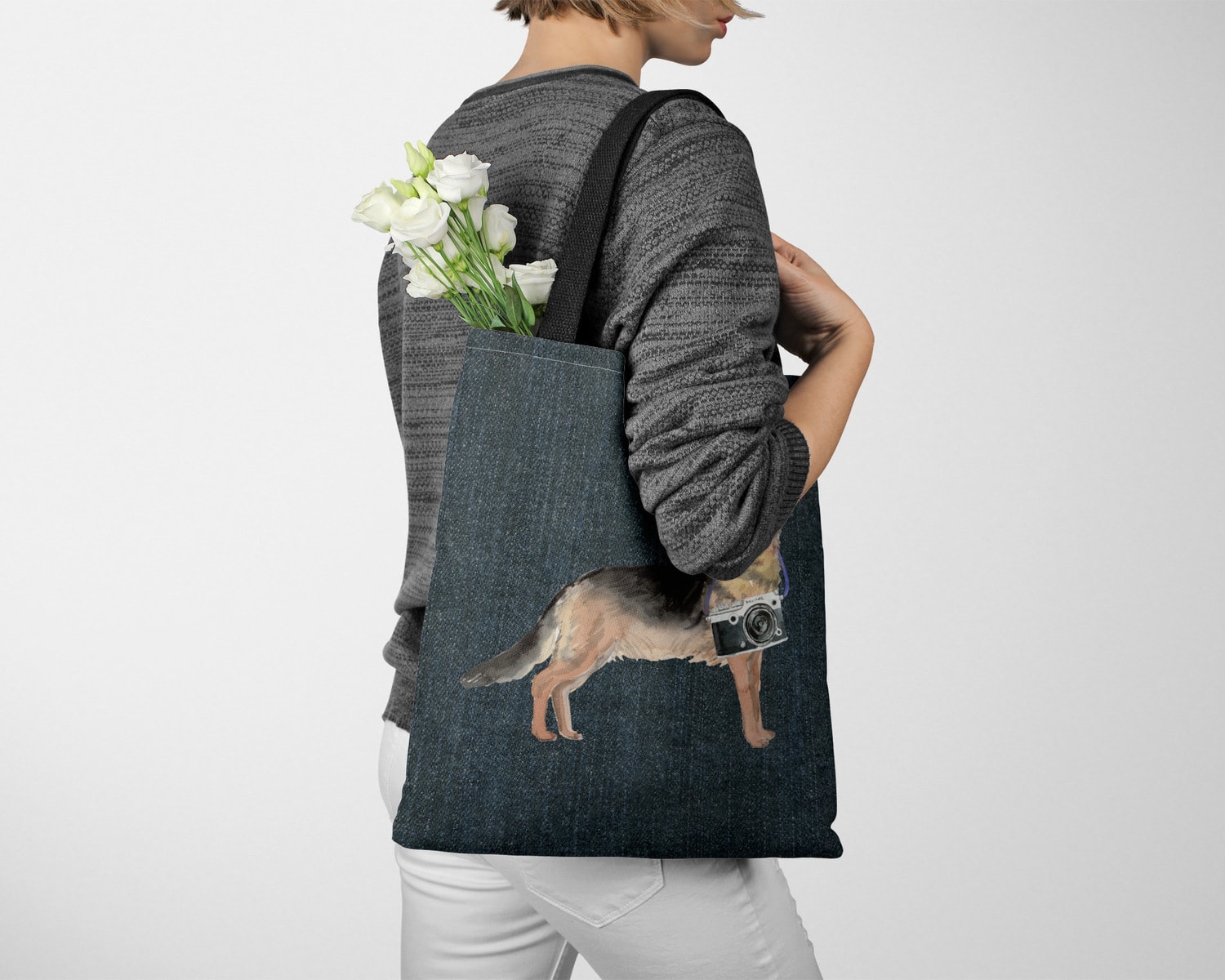 German Shepherd Dog Denim Style Tote Bag 13 German Shepherd Dog Denim Style Tote Bag - Image 11