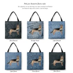 German Shepherd Dog Denim Style Tote Bag 29 denim dogs tote german shepherd variations