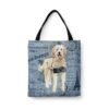 Golden Doodle Dog Denim Style Tote Bag 1 denim dogs tote golden doodle faded ephemera denim front view white