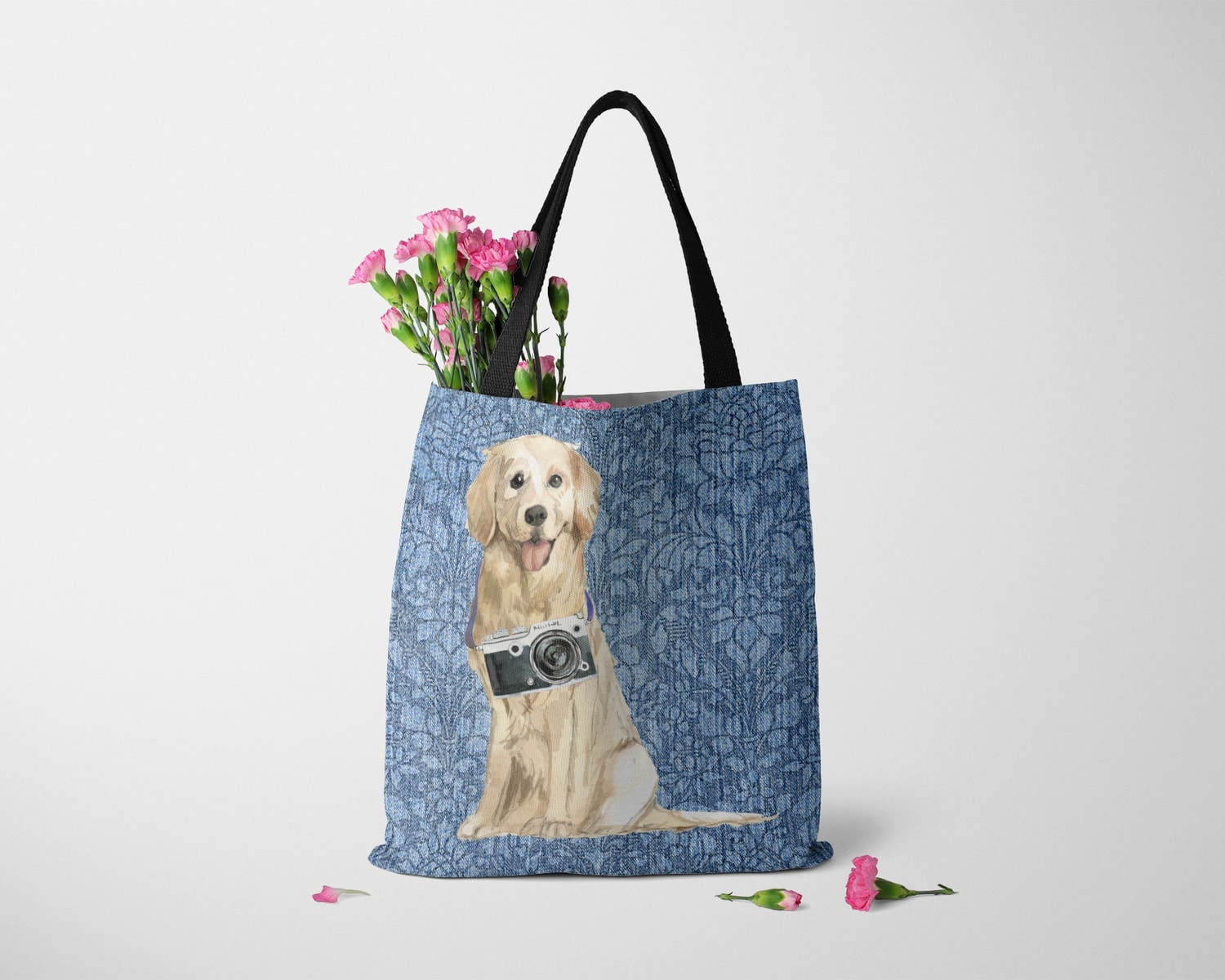 Golden Retriever Dog Denim Style Tote Bag 10 Golden Retriever Dog Denim Style Tote Bag - Image 8