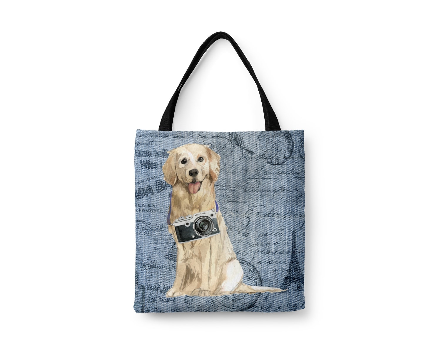 Golden Retriever Dog Denim Style Tote Bag 3 Golden Retriever Dog Denim Style Tote Bag