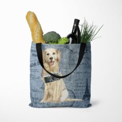 Golden Retriever Dog Denim Style Tote Bag 39 denim dogs tote golden retriever faded ephemera denim tote standing food