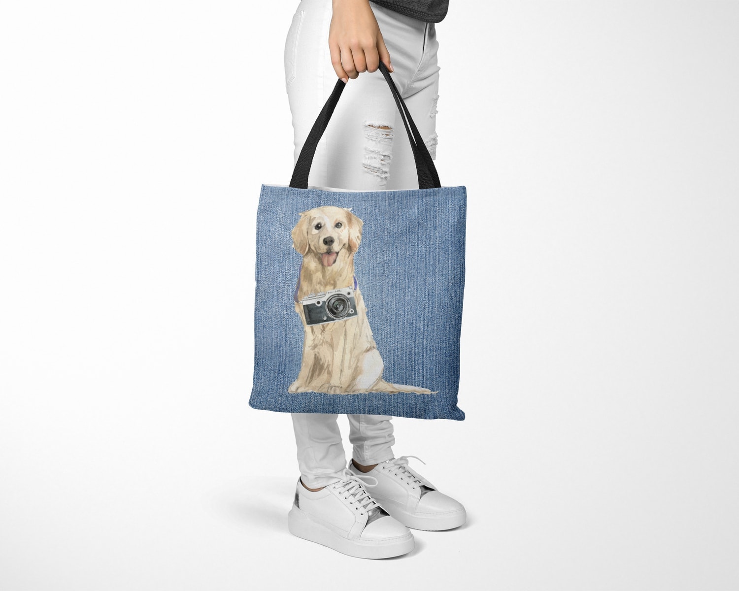 Golden Retriever Dog Denim Style Tote Bag 15 Golden Retriever Dog Denim Style Tote Bag - Image 13