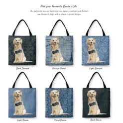 Golden Retriever Dog Denim Style Tote Bag 29 denim dogs tote golden retriever variations