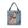 Great Dane Dog Denim Style Tote Bag 1 denim dogs tote great dane faded ephemera denim front view white