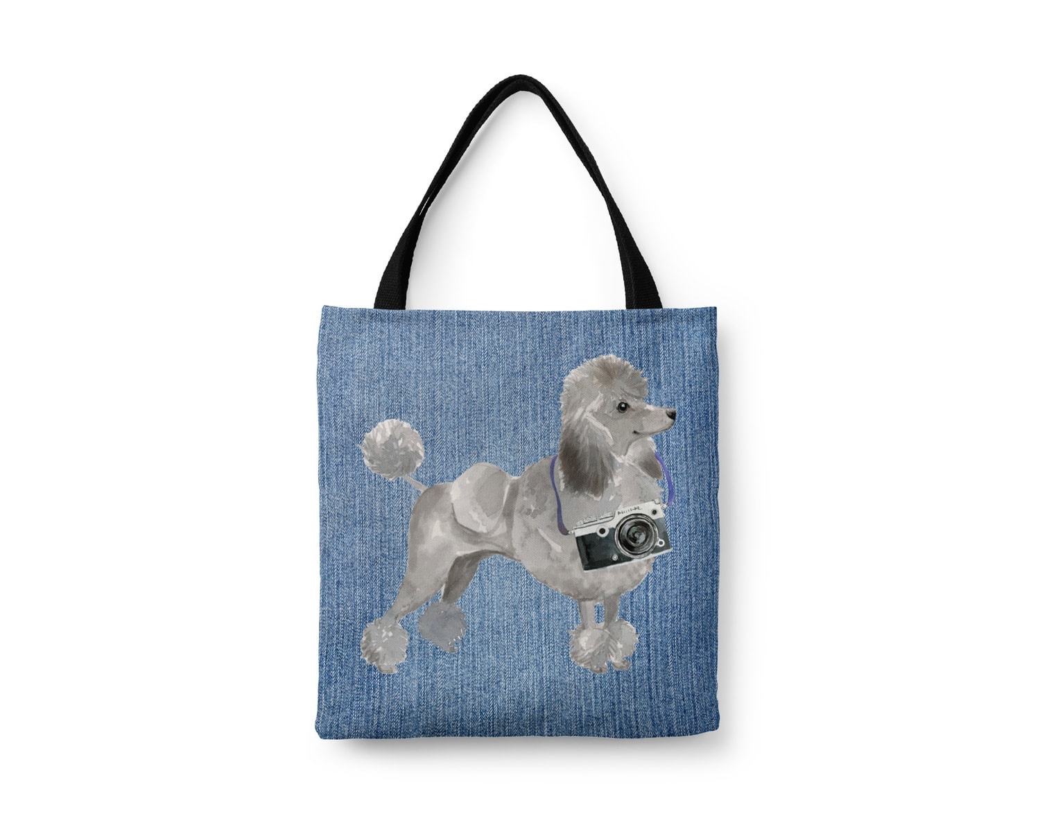 Grey Poodle Dog Denim Style Tote Bag 7 Grey Poodle Dog Denim Style Tote Bag - Image 5