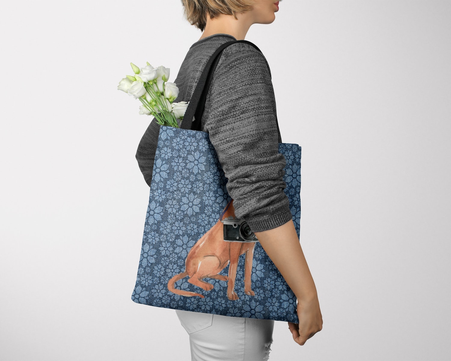 Hungarian Vizsla Dog Denim Style Tote Bag 11 Hungarian Vizsla Dog Denim Style Tote Bag - Image 9