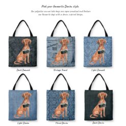 Hungarian Vizsla Dog Denim Style Tote Bag 29 denim dogs tote hungarian vizsla variations
