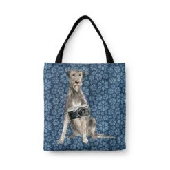 denim dogs tote irish wolf hound daisy denim front view white