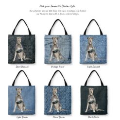 denim dogs tote irish wolf hound variations