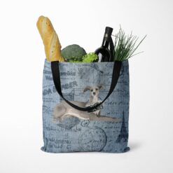 Italian greyhound Dog Denim Style Tote Bag 39 denim dogs tote italian greyhound faded ephemera denim tote standing food