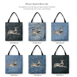 Italian greyhound Dog Denim Style Tote Bag 29 denim dogs tote italian greyhound variations