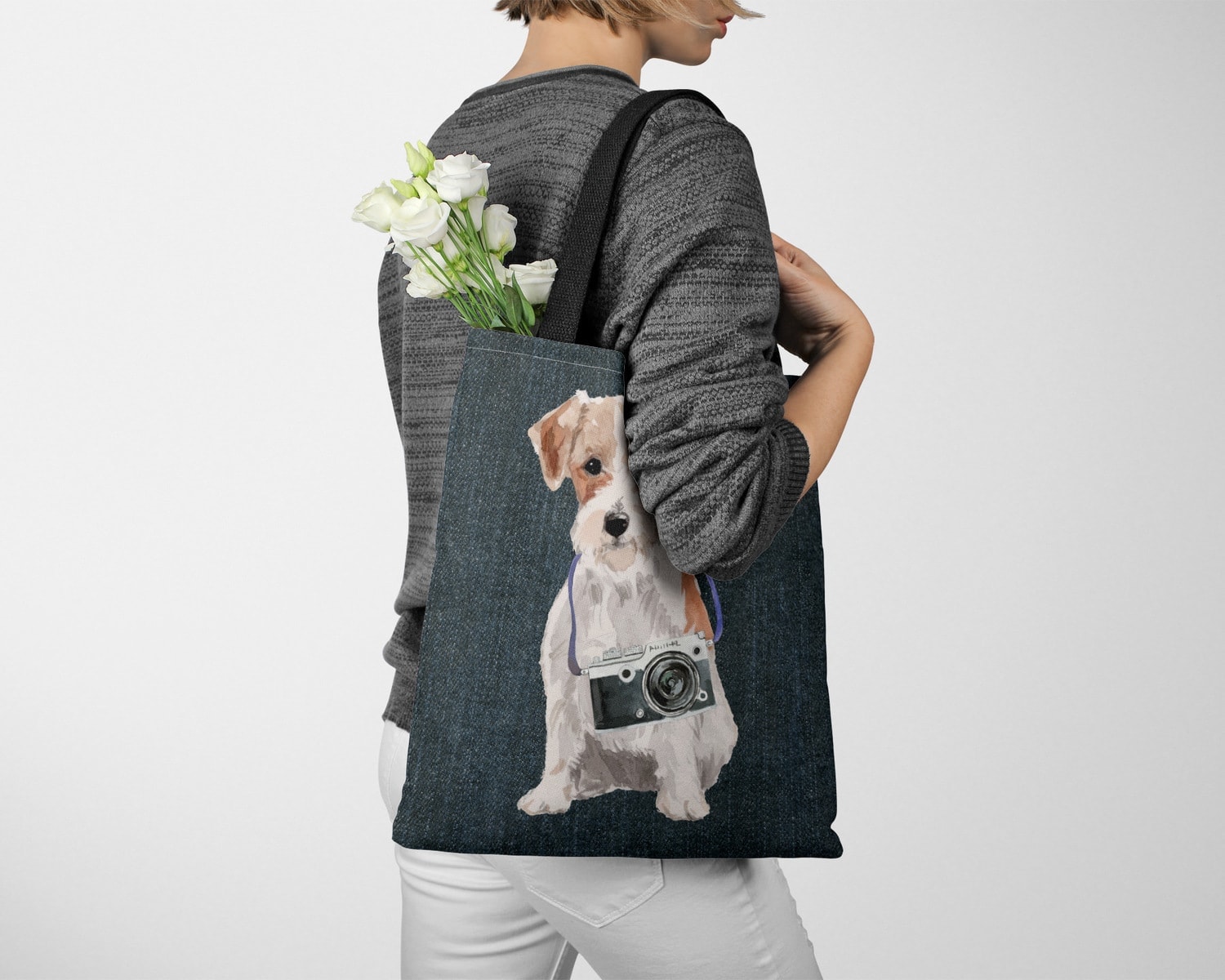 Jack Russell Dog Denim Style Tote Bag 12 Jack Russell Dog Denim Style Tote Bag - Image 11