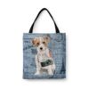 Jack Russell Dog Denim Style Tote Bag 2 denim dogs tote jack russel faded ephemera denim front view white