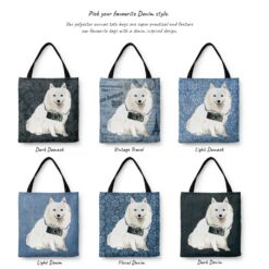 denim dogs tote japanese spitz variations