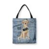 Labrador retriever Dog Denim Style Tote Bag 2 denim dogs tote labrador retriever faded ephemera denim front view white