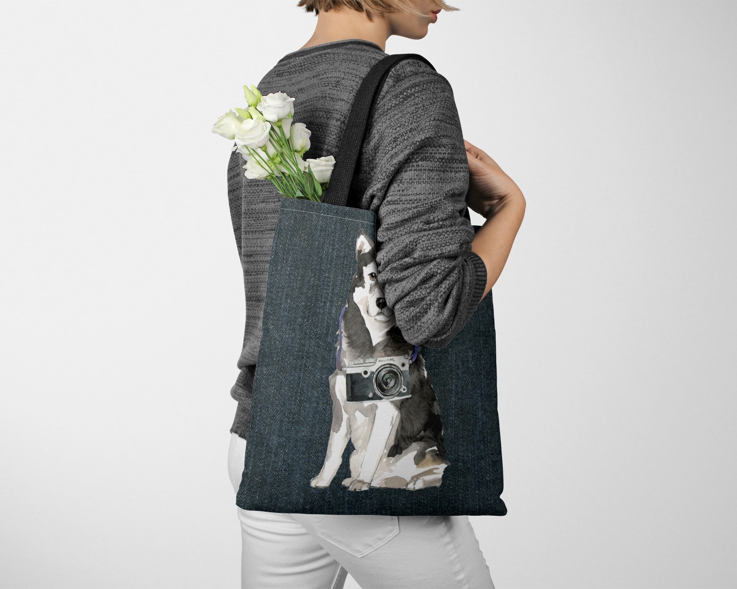 Malamute Dog Denim Style Tote Bag 13 Malamute Dog Denim Style Tote Bag - Image 11