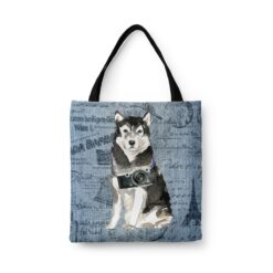 Malamute Dog Denim Style Tote Bag
