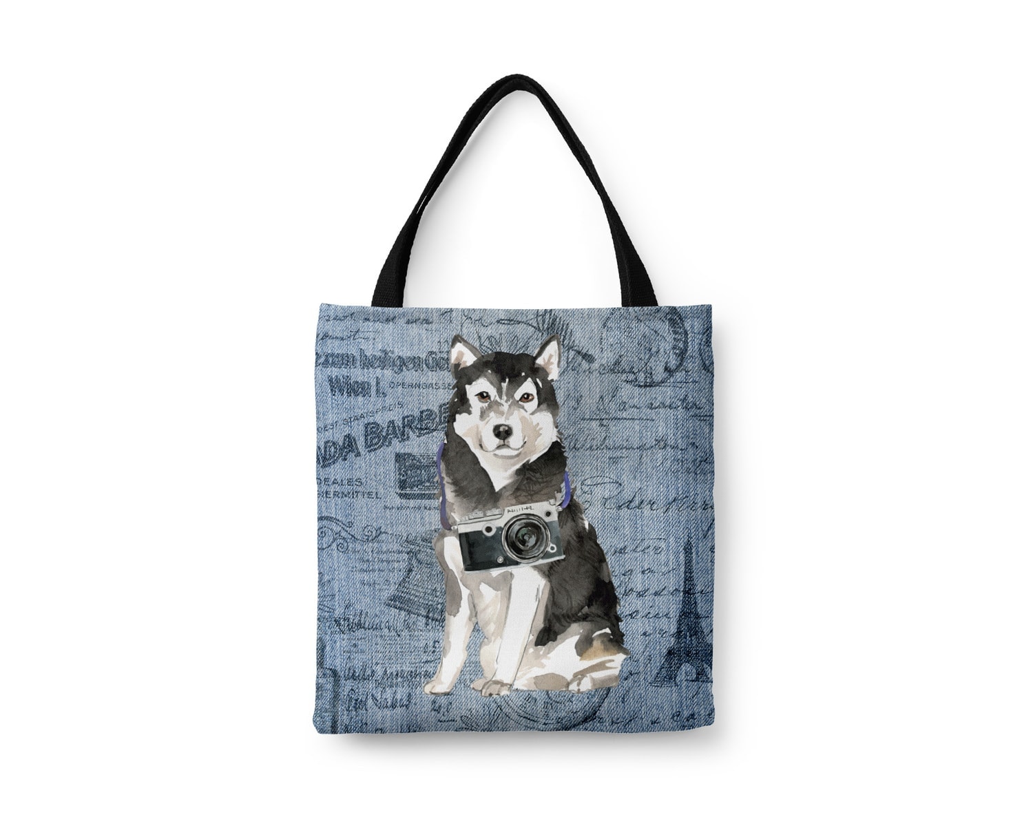 Malamute Dog Denim Style Tote Bag 3 Malamute Dog Denim Style Tote Bag