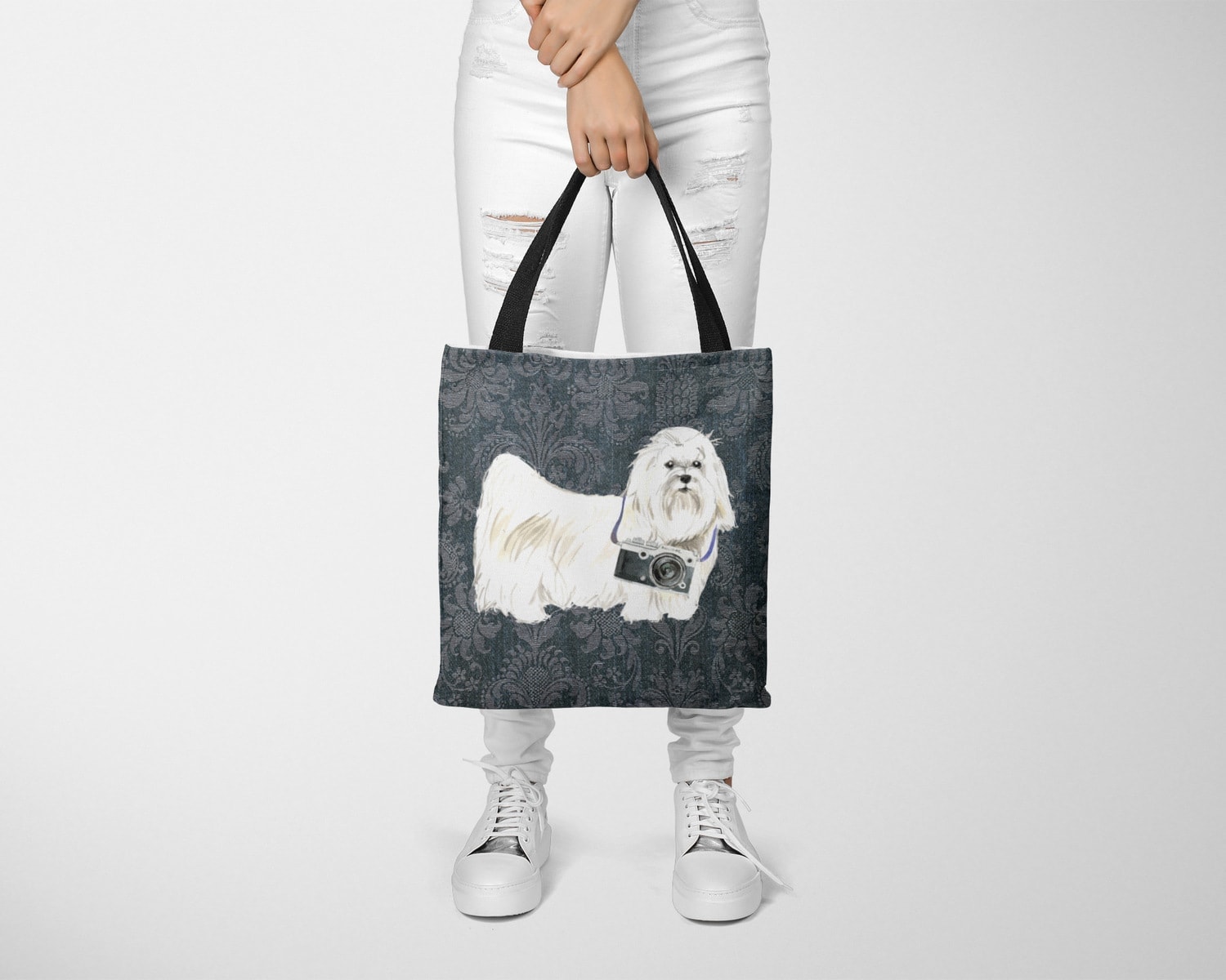 Maltese Dog Denim Style Tote Bag 12 Maltese Dog Denim Style Tote Bag - Image 10