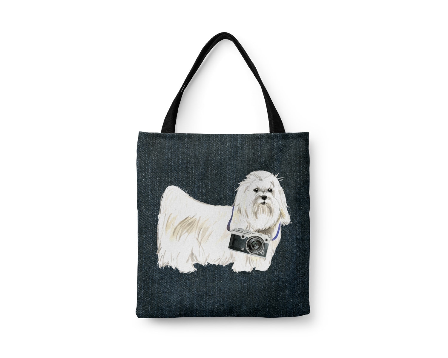 Maltese Dog Denim Style Tote Bag 8 Maltese Dog Denim Style Tote Bag - Image 6