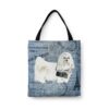 denim dogs tote maltese faded ephemera denim front view white