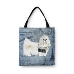 Maltese Dog Denim Style Tote Bag