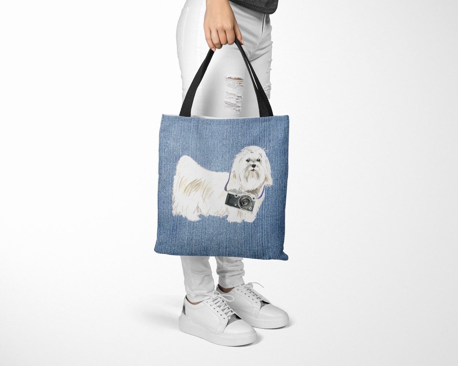 Maltese Dog Denim Style Tote Bag 15 Maltese Dog Denim Style Tote Bag - Image 13