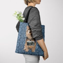 Norfolk Terrier Dog Denim Style Tote Bag 36 denim dogs tote norfolk terrier daisy denim tote woman jumper view