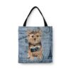 Norfolk Terrier Dog Denim Style Tote Bag 1 denim dogs tote norfolk terrier faded ephemera denim front view white