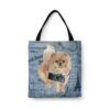 denim dogs tote pomeranian faded ephemera denim front view white