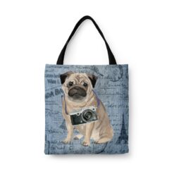Pug Dog Denim Style Tote Bag