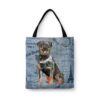 Rottweiler Dog Denim Style Tote Bag 1 denim dogs tote rottweiler faded ephemera denim front view white