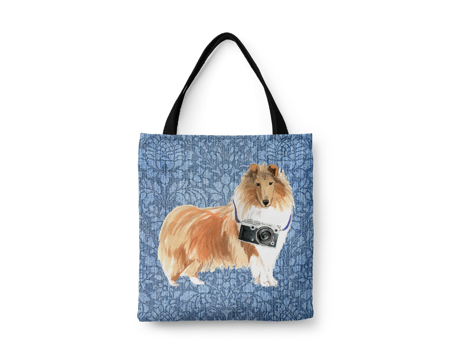 Rough Collie Dog Denim Style Tote Bag 6 Rough Collie Dog Denim Style Tote Bag - Image 4