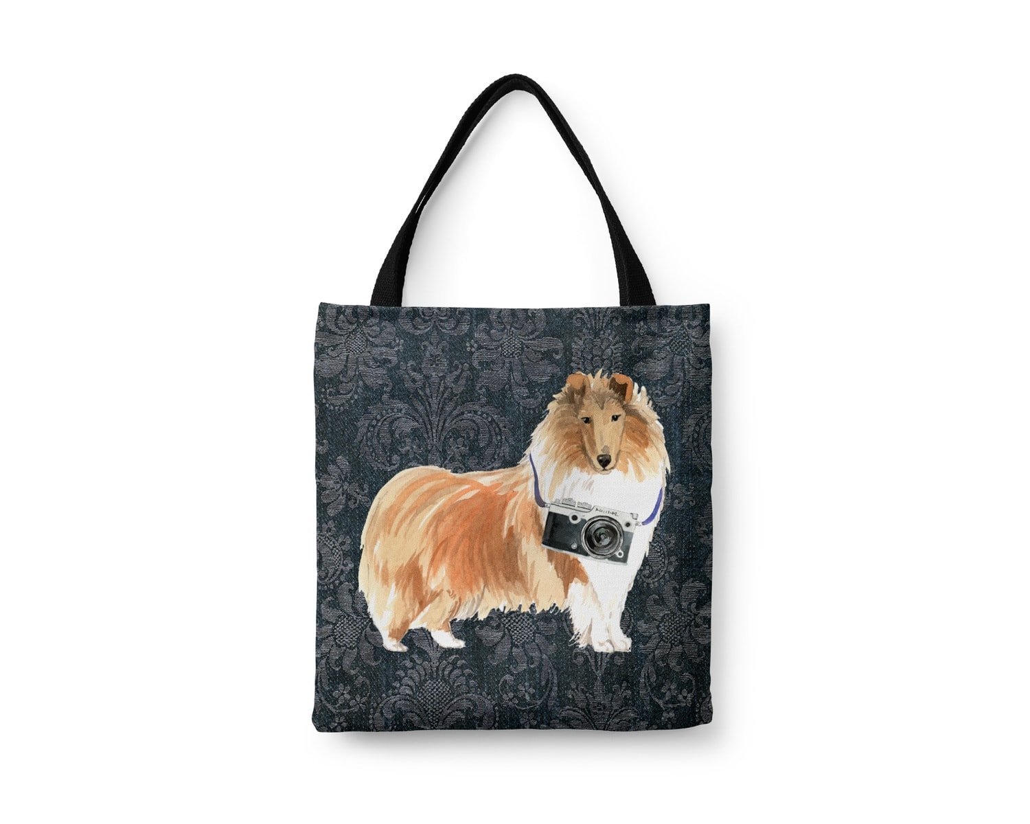 Rough Collie Dog Denim Style Tote Bag 5 Rough Collie Dog Denim Style Tote Bag - Image 3